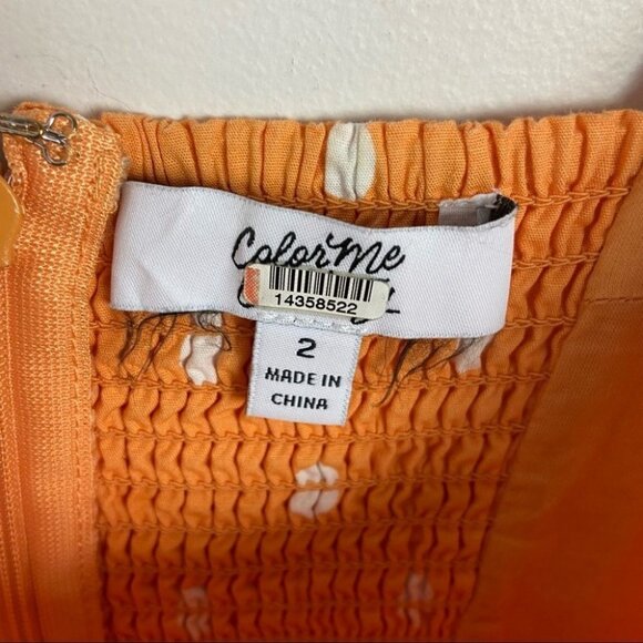 Color Me Courtney Polka Dot Tiered Maxi Dress Orange Size 2 Smocked Bohemian - Picture 10 of 13